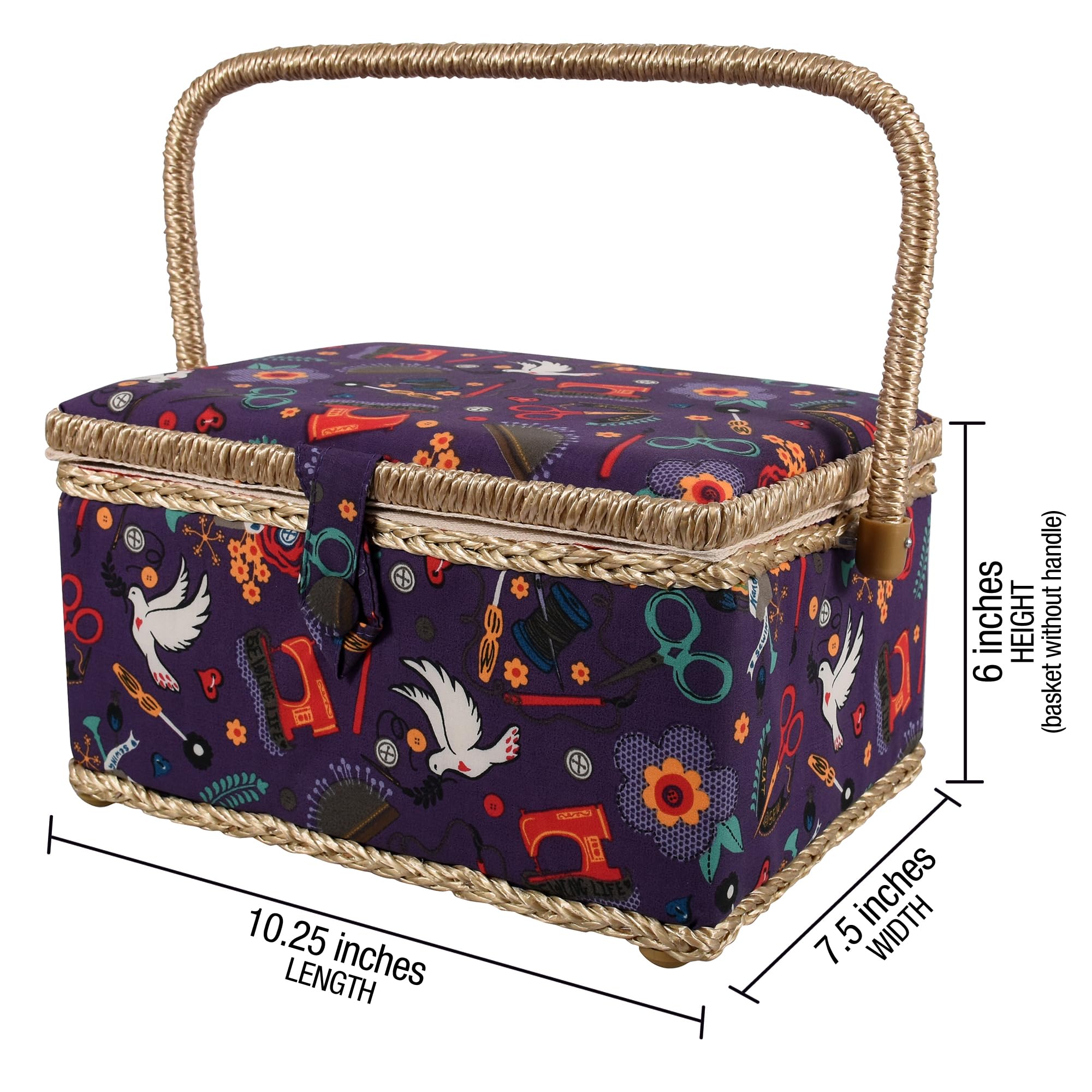 Foto 5 pulgar | Cesta De Costura Singer Con Kit De Costura, Agujas Y Hilo, Color Morado - Venta Internacional.
