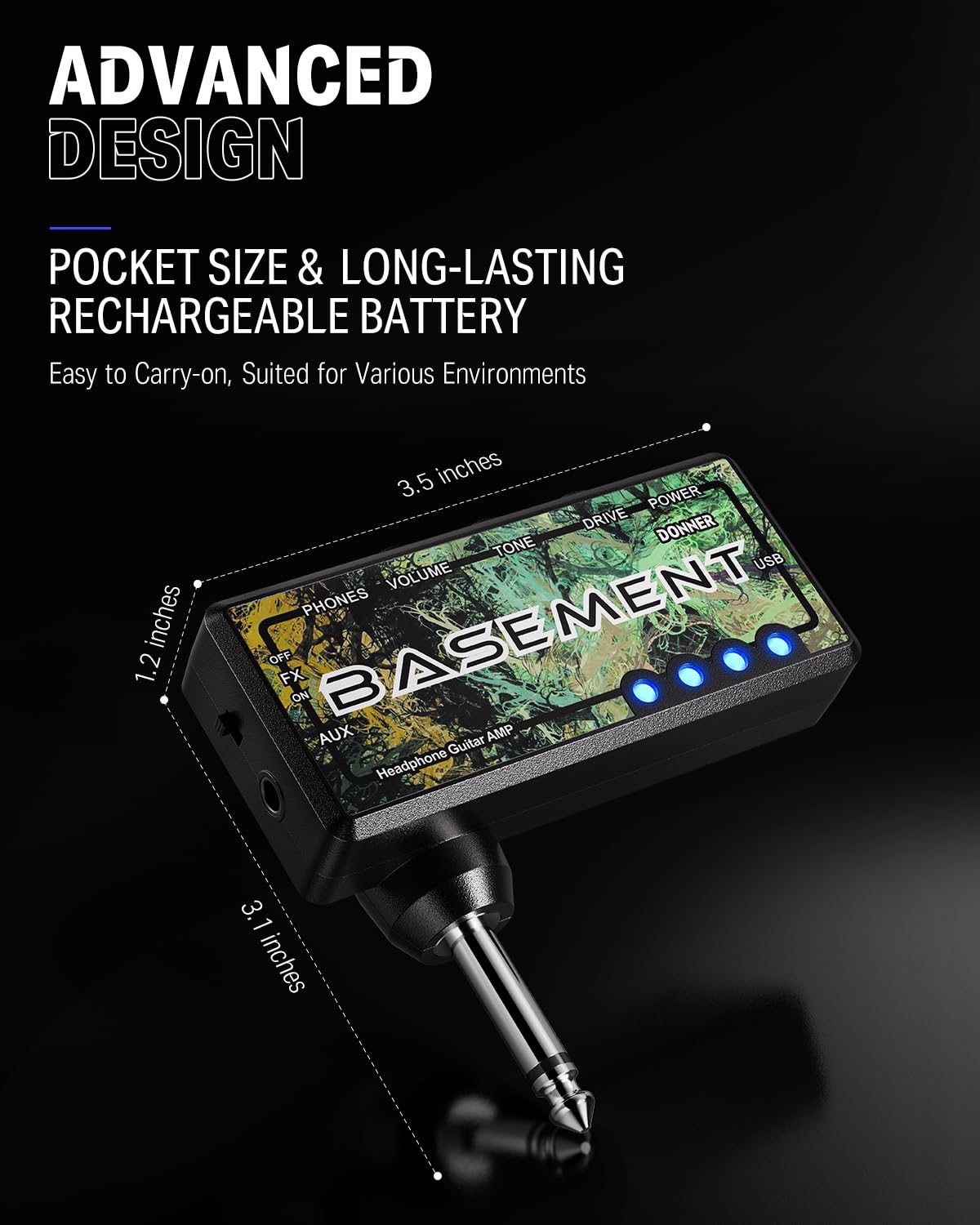 Foto 6 | Amplificador De Auriculares Para Bajo Eléctrico Donner Basement, Recargable Por Usb - Venta Internacional.