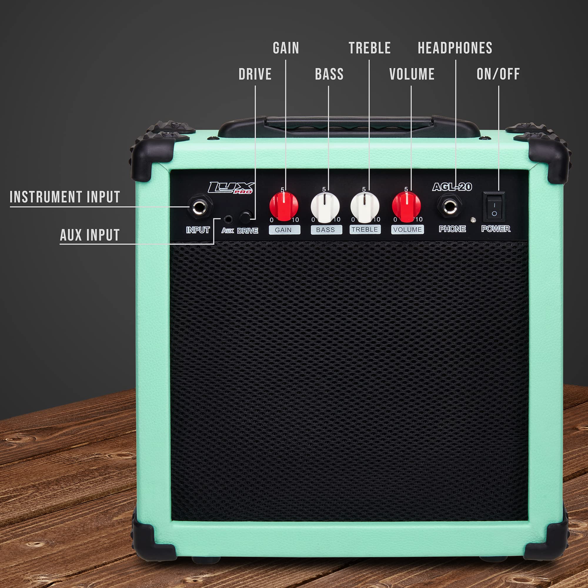 Foto 4 pulgar | Amplificador Para Guitarra Eléctrica Lyxpro De 20 W Con Altavoz Verde - Venta Internacional.