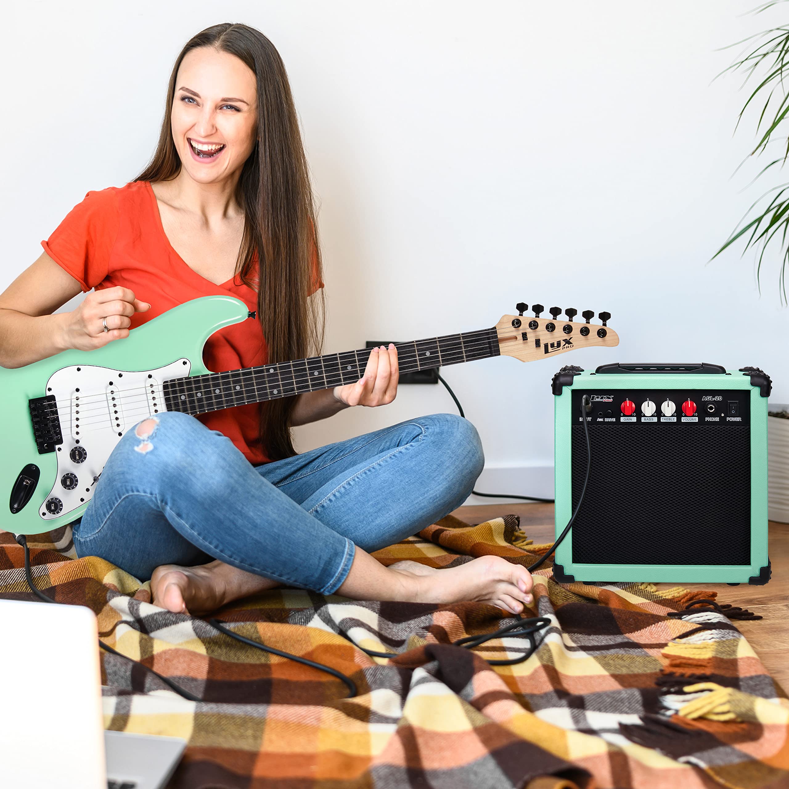 Foto 7 pulgar | Amplificador Para Guitarra Eléctrica Lyxpro De 20 W Con Altavoz Verde - Venta Internacional.