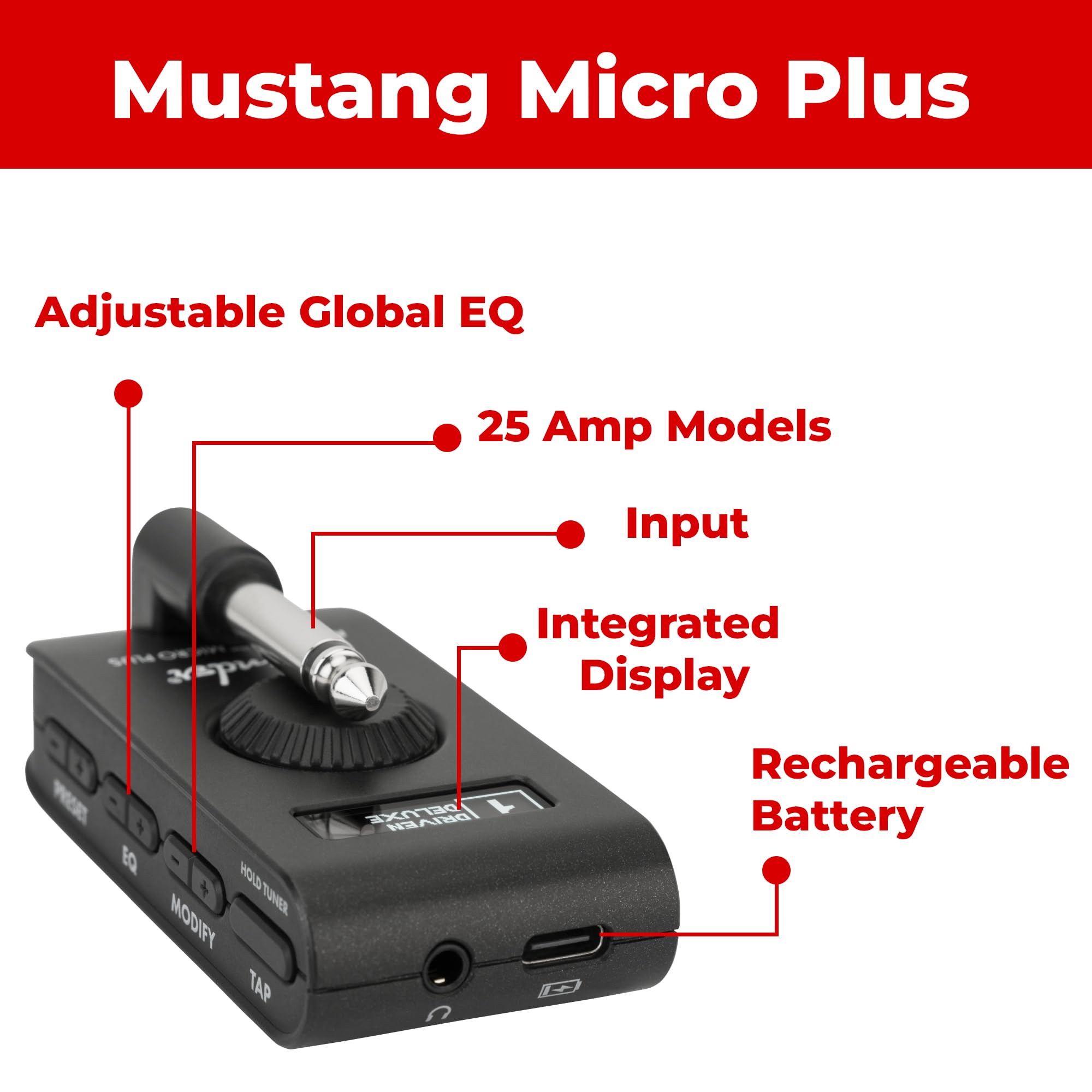 Foto 4 pulgar | Amplificador De Auriculares Fender Mustang Micro Plus Con Funda Y Púa - Venta Internacional.