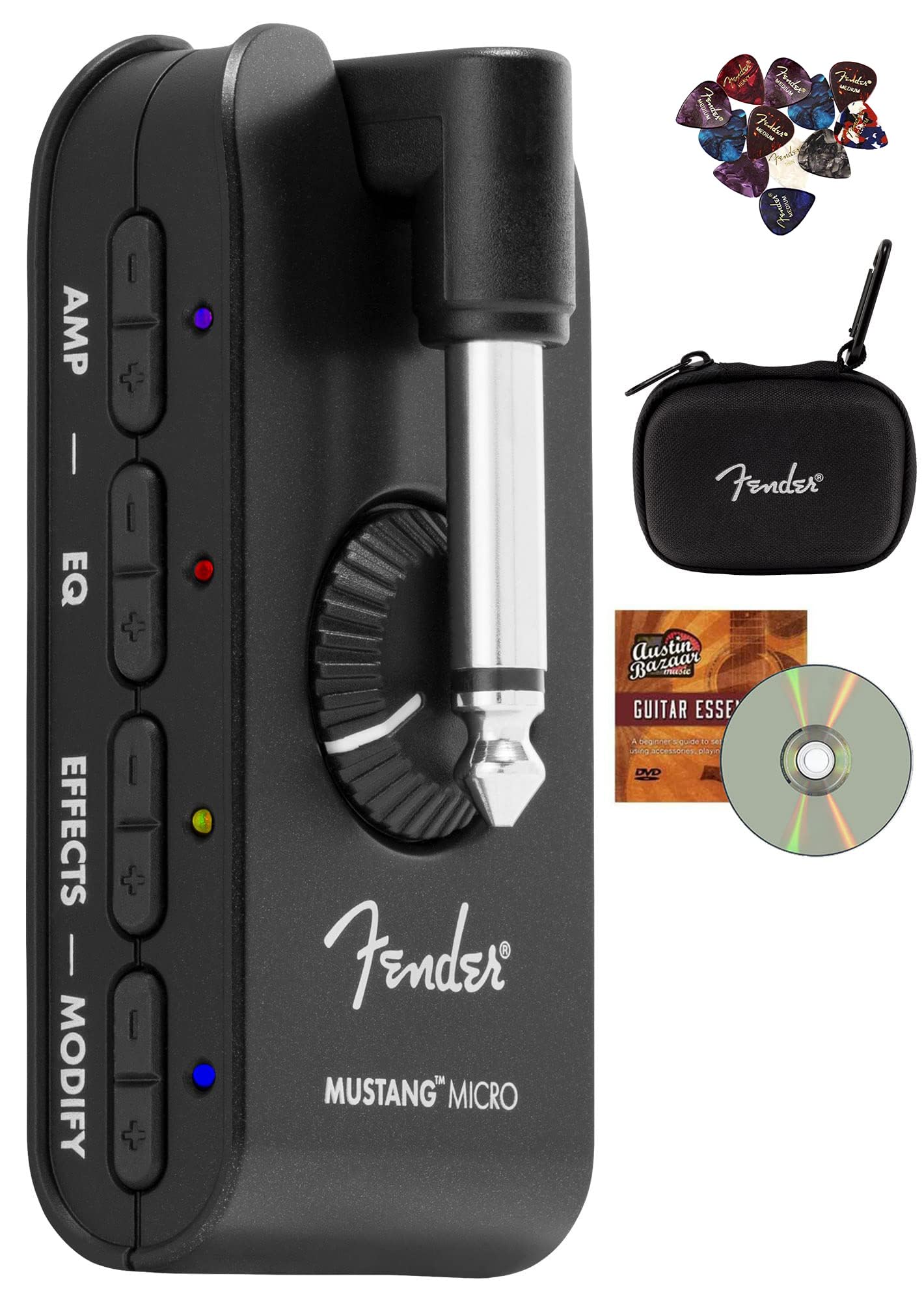 Amplificador De Guitarra Fender Mustang Micro Con Funda Y 12 Púas - Venta Internacional.