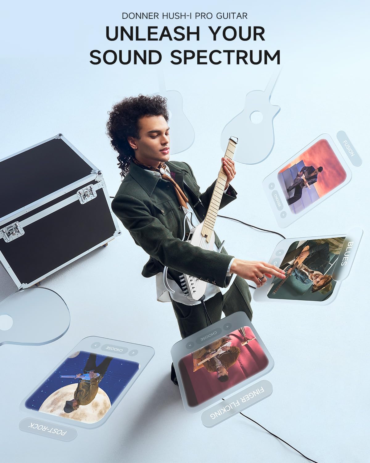 Foto 3 | Guitarra Eléctrica Acústica Donner Hush I Pro Con Kit De Efectos - Venta Internacional.