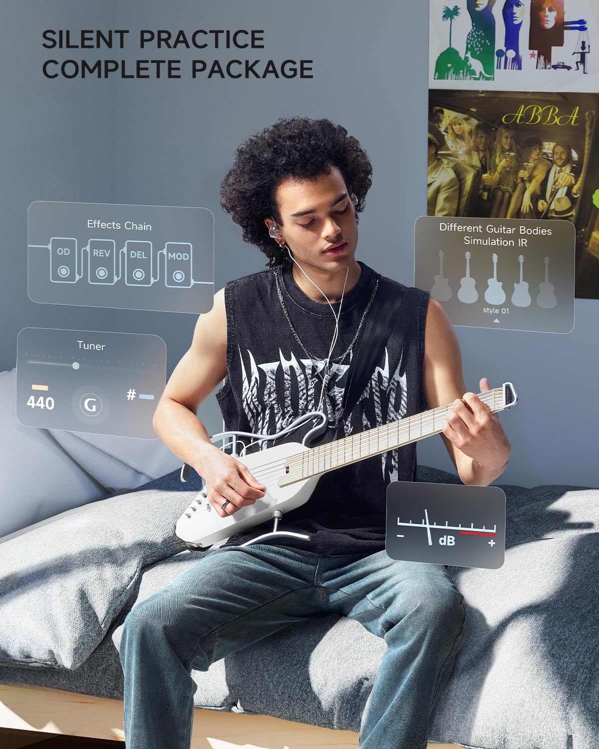 Foto 6 pulgar | Guitarra Eléctrica Acústica Donner Hush I Pro Con Kit De Efectos - Venta Internacional.