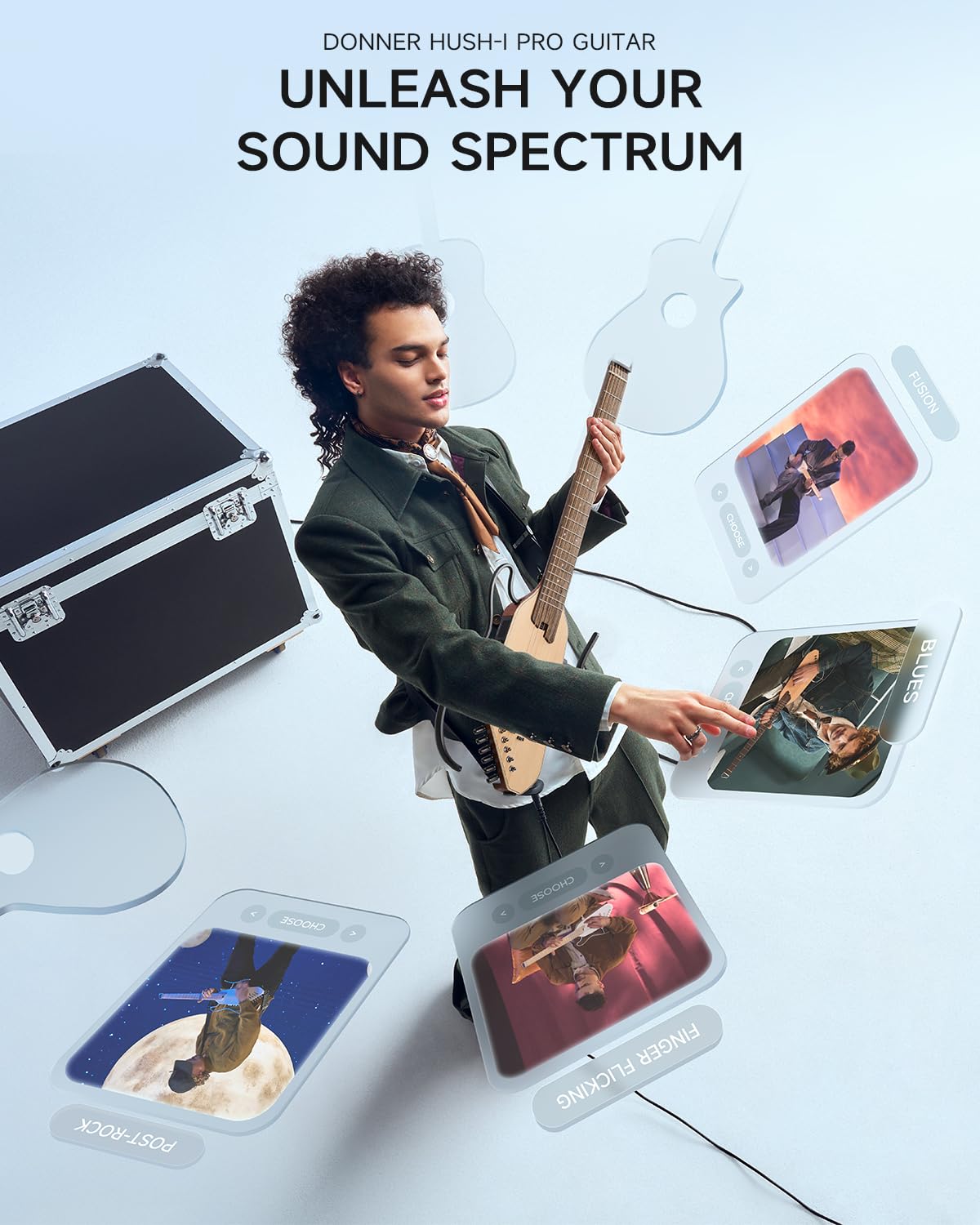 Foto 3 | Guitarra Eléctrica Acústica Donner Hush I Pro Con Kit De Efectos - Venta Internacional.