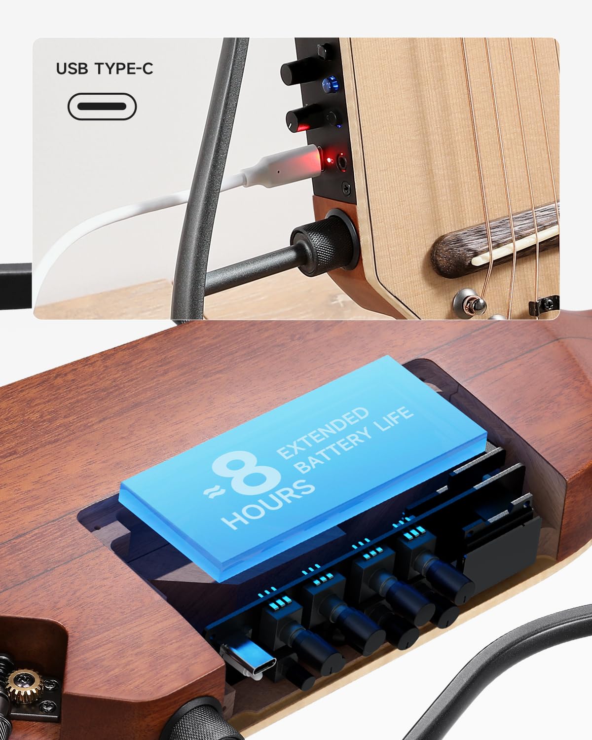 Foto 8 pulgar | Guitarra Eléctrica Acústica Donner Hush I Pro Con Kit De Efectos - Venta Internacional.