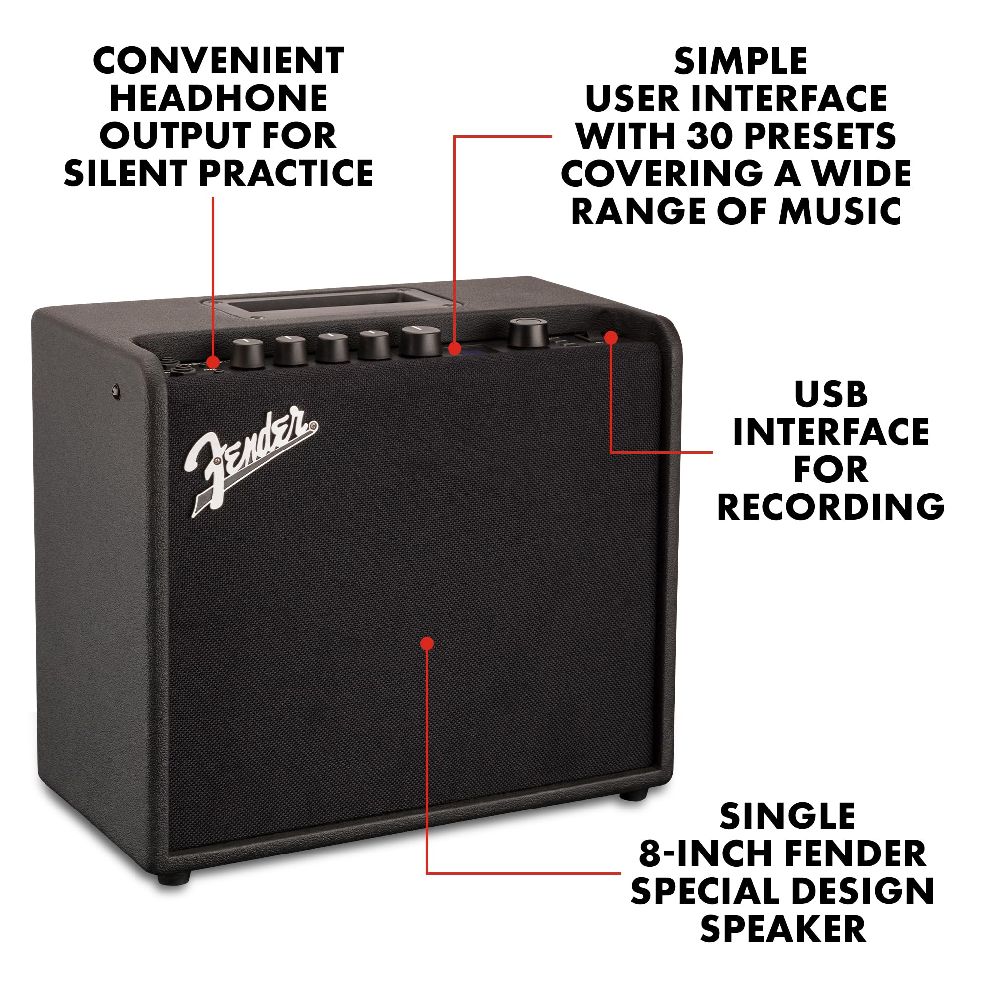 Foto 3 pulgar | Amplificador De Guitarra Fender Mustang Lt25 25 W Combo Con 30 Efectos Preestablecidos - Venta Internacional.
