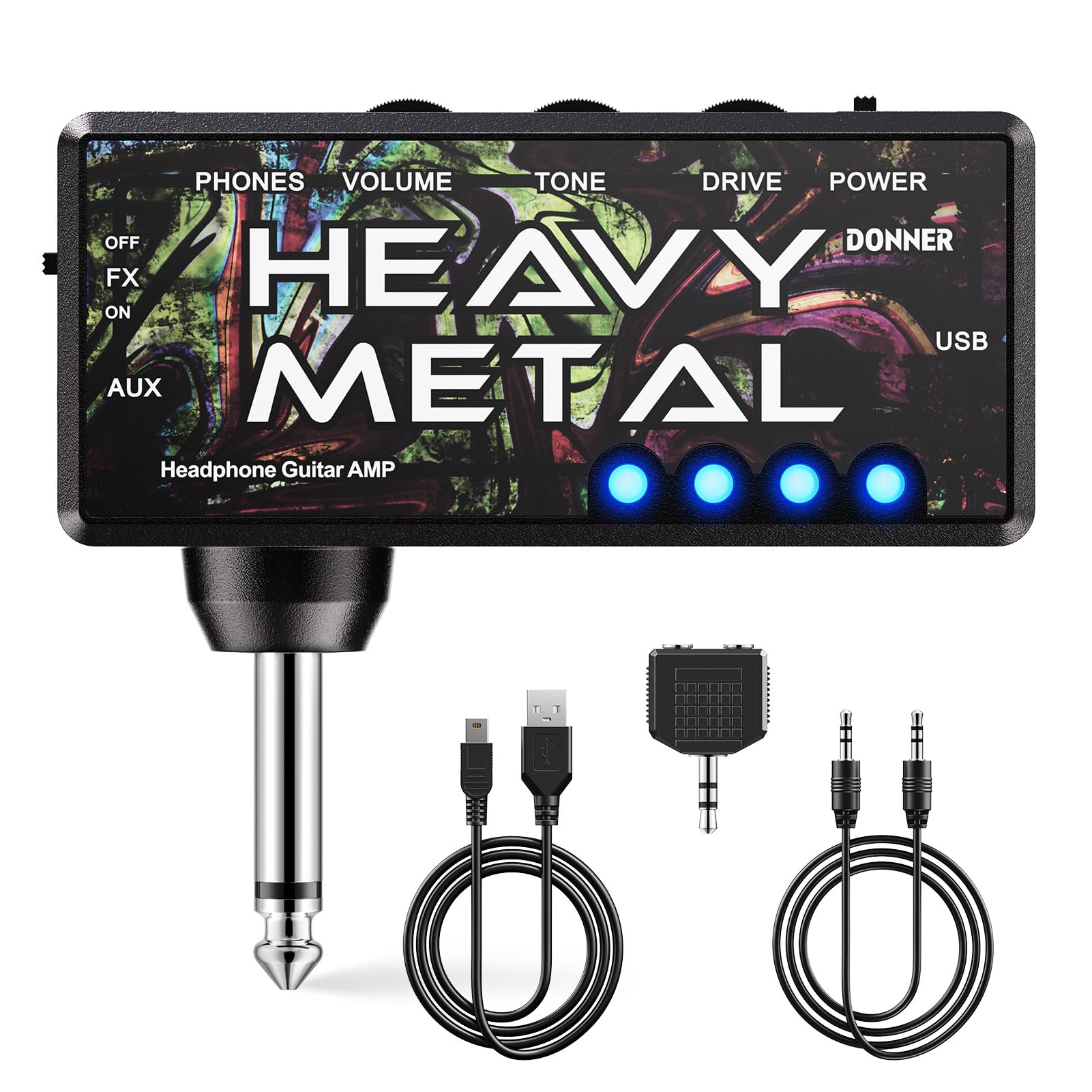 Amplificador De Auriculares Para Guitarra Donner Heavy Metal Recargable Por Usb - Venta Internacional.