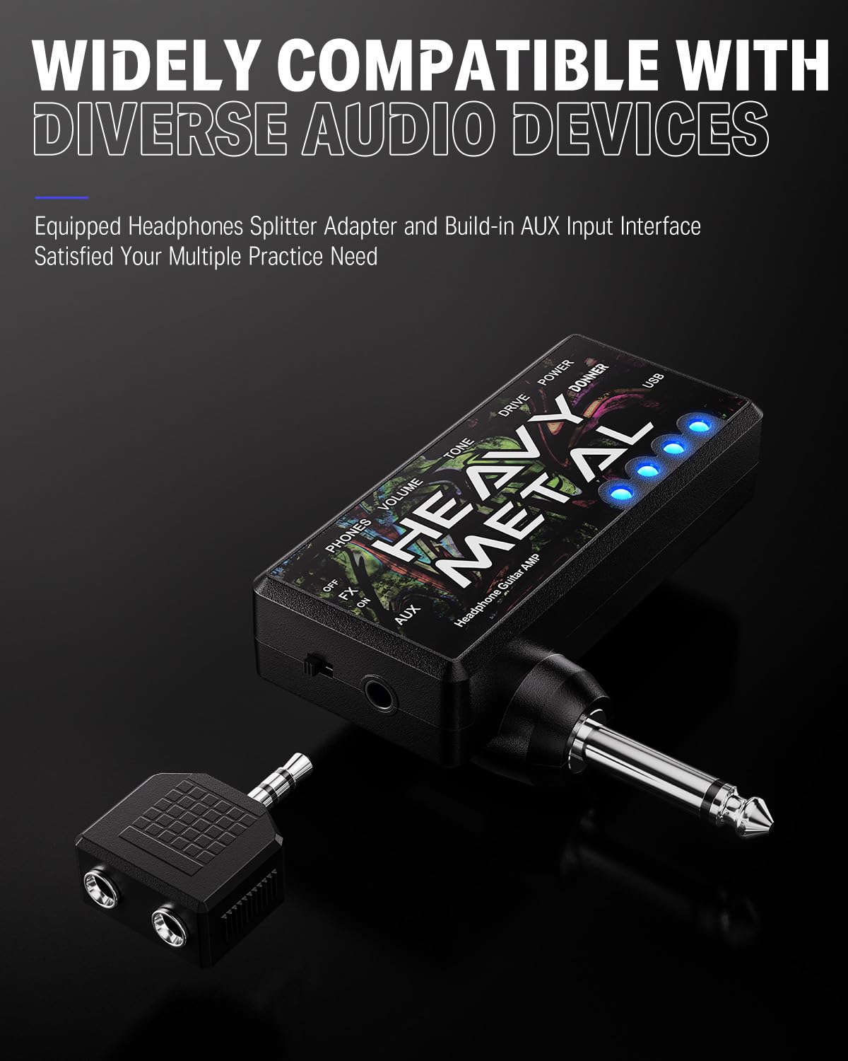 Foto 4 | Amplificador De Auriculares Para Guitarra Donner Heavy Metal Recargable Por Usb - Venta Internacional.