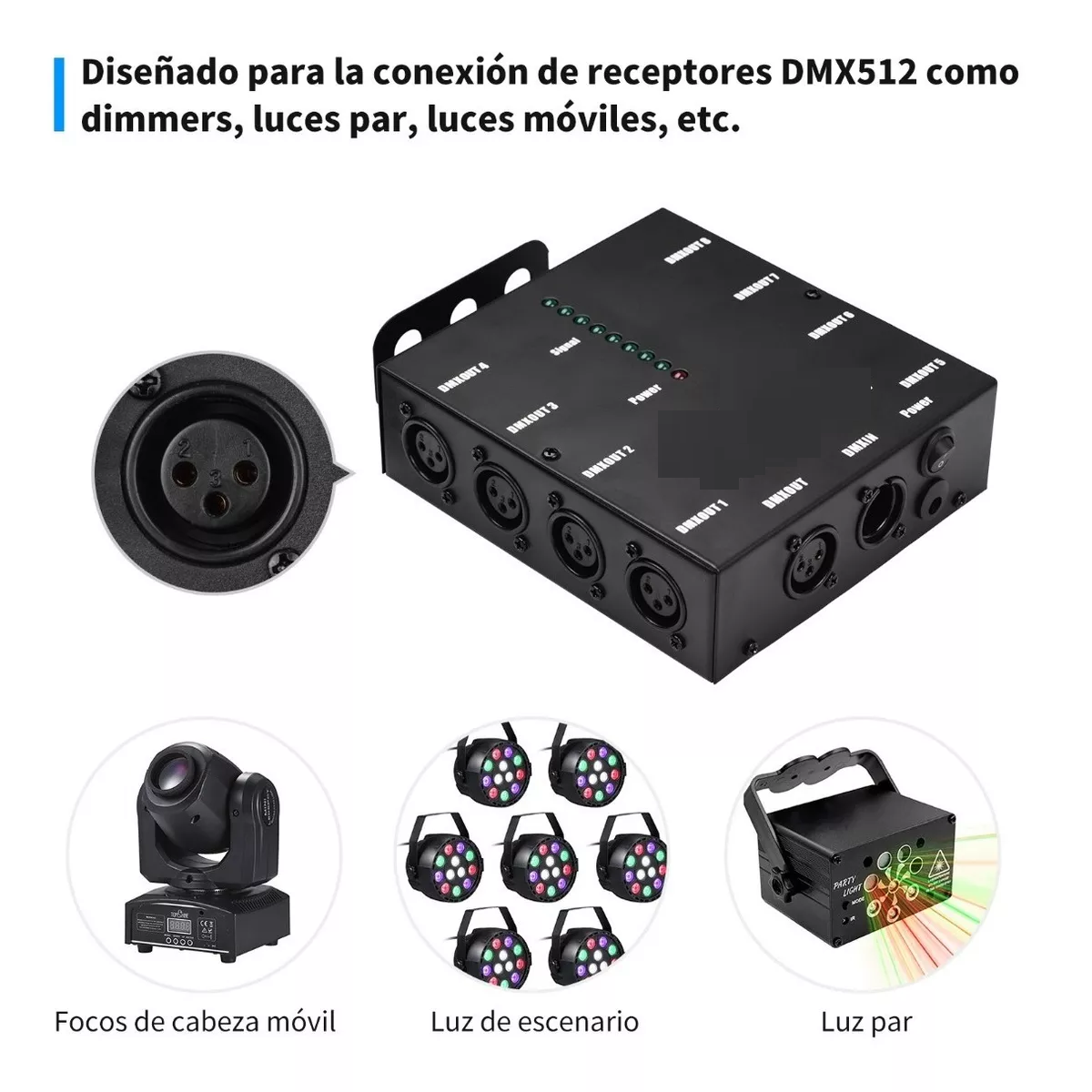 Foto 3 pulgar | Amplificador De Señal Óptica Dmx512 Distribuidor De Spliter Eo Safe Imports Esi-7499 Negro