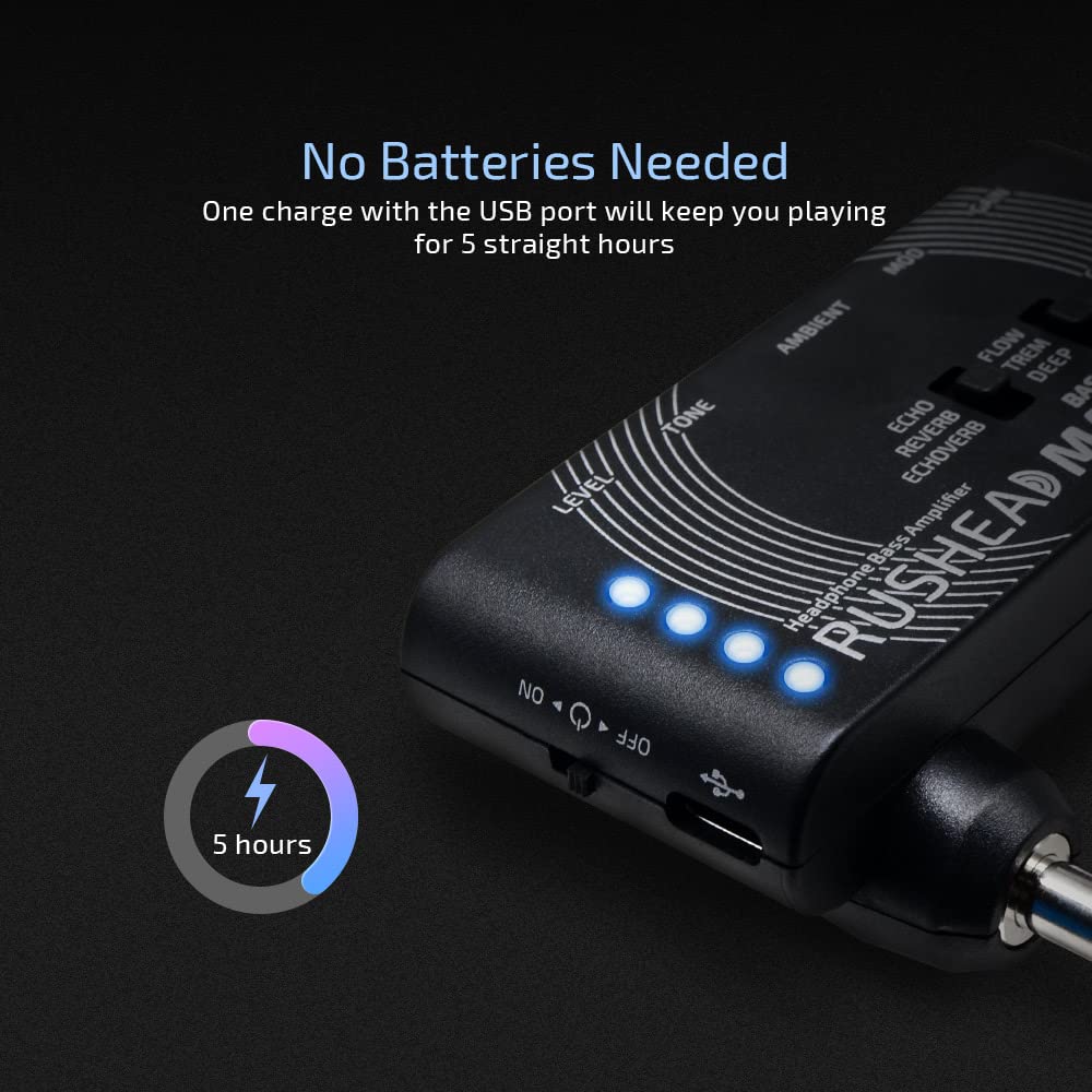 Foto 6 pulgar | Amplificador De Auriculares Valeton Rushead Max Bass Recargable Por Usb - Venta Internacional.