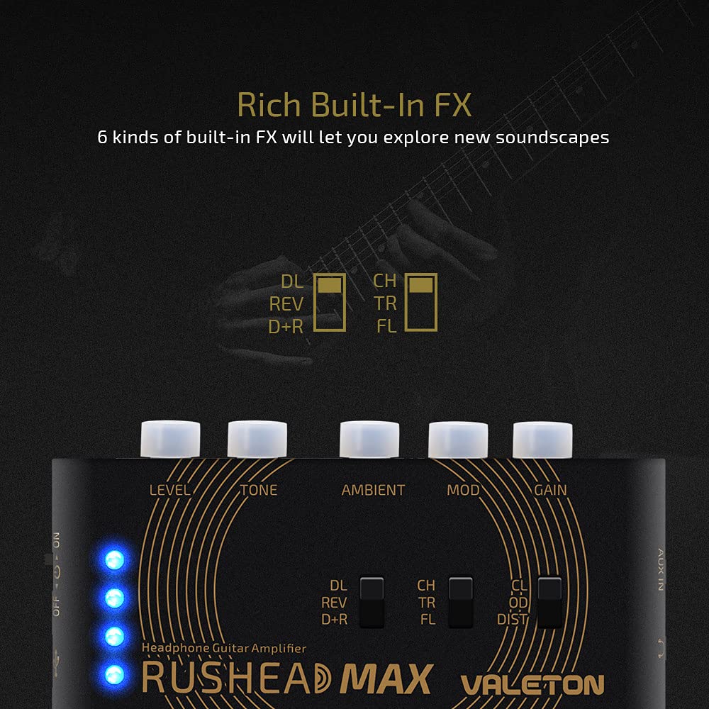 Foto 3 | Amplificador Portátil De Bolsillo Para Guitarra Y Bajo Valeton Rushead Max - Venta Internacional.