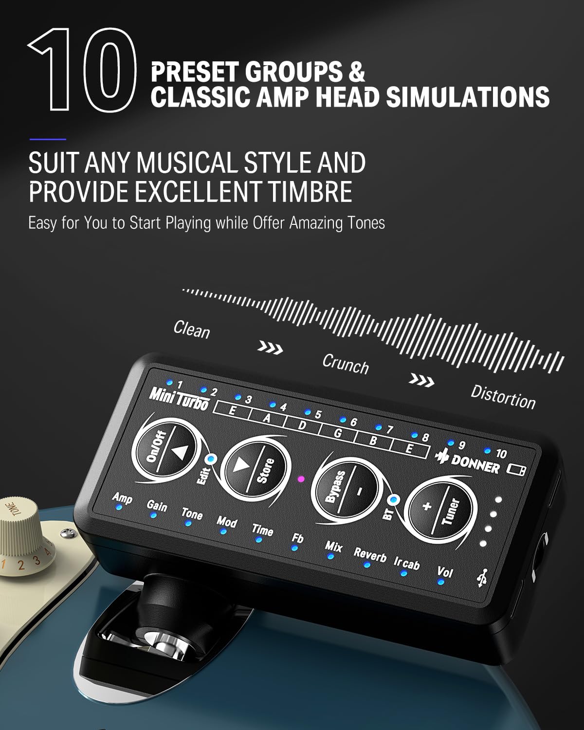 Foto 2 | Amplificador De Auriculares Para Guitarra Donner Mini Turbo, Modelos De 10 Amperios, Sintonizador - Venta Internacional.