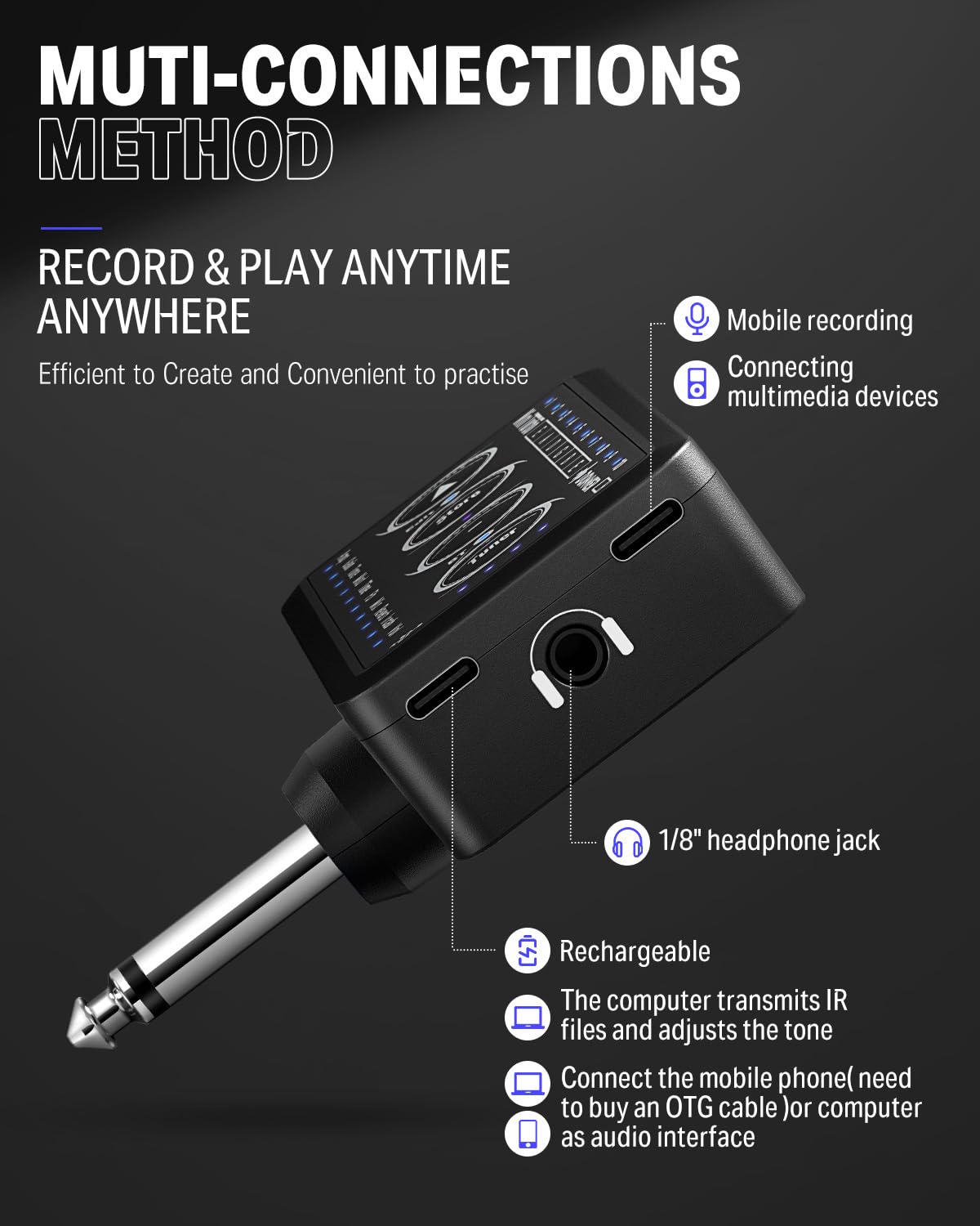 Foto 5 pulgar | Amplificador De Auriculares Para Guitarra Donner Mini Turbo, Modelos De 10 Amperios, Sintonizador - Venta Internacional.