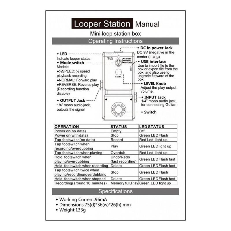 Foto 7 pulgar | Looper Pedal Rowin Ln-332s 48k Loop Station Para Guitarra - Venta Internacional.