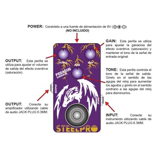 Foto 3 | Pedal Para Guitarra Steelpro Pegasus Overdrive 9v