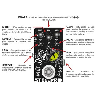 Foto 3 | Pedal Para Guitarra Steelpro Dragon Force 6 Distorsión 9v