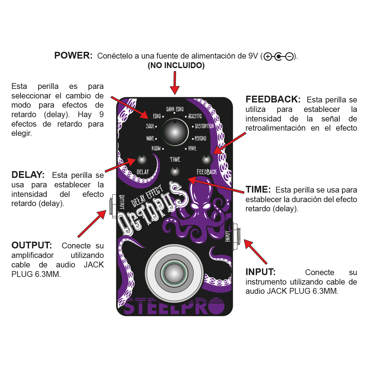 Foto 3 | Pedal Para Guitarra Steelpro Octopus Delay Effect 9v