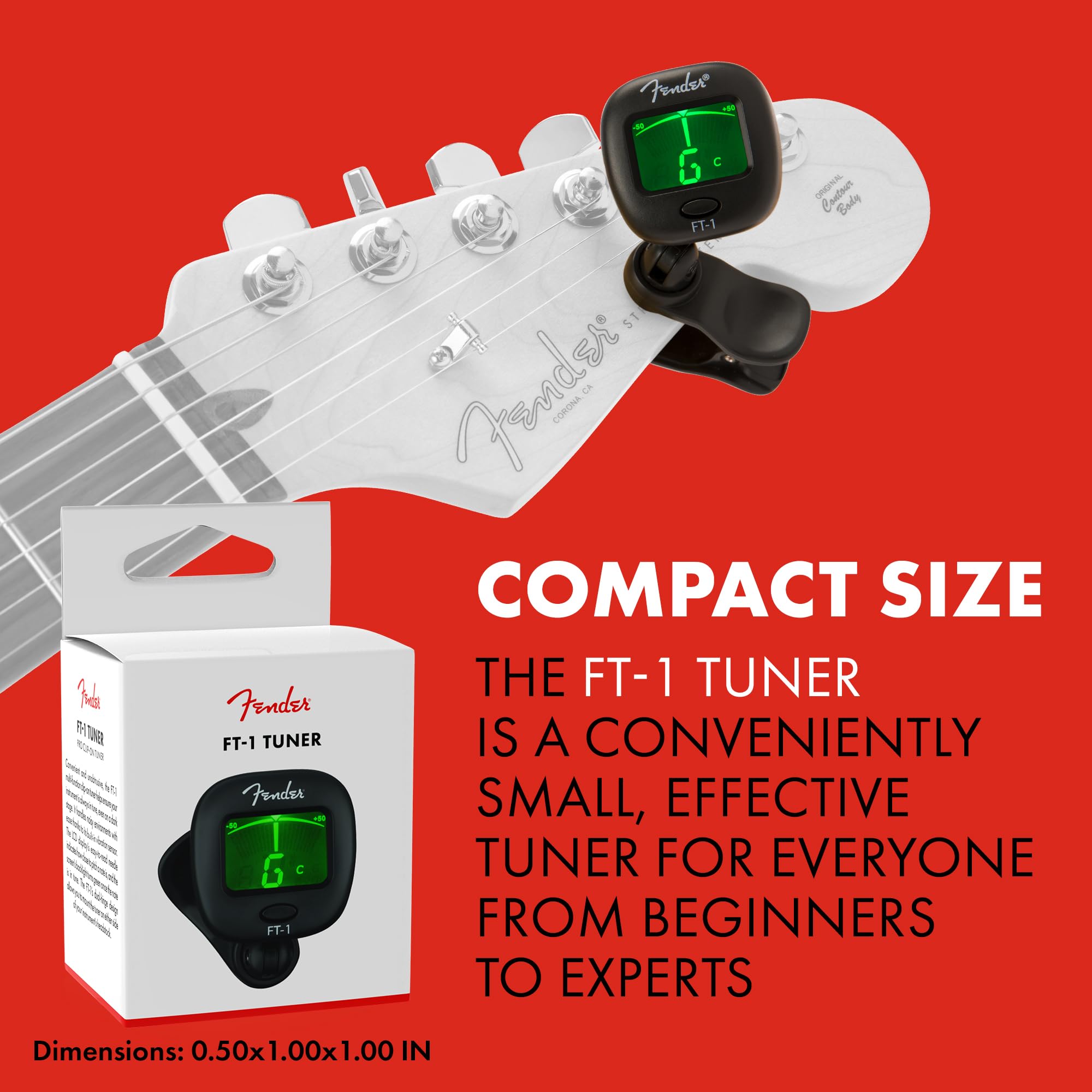 Foto 4 pulgar | Afinador De Guitarra Fender Ft-1 Professional Clip On Chromatic - Venta Internacional.