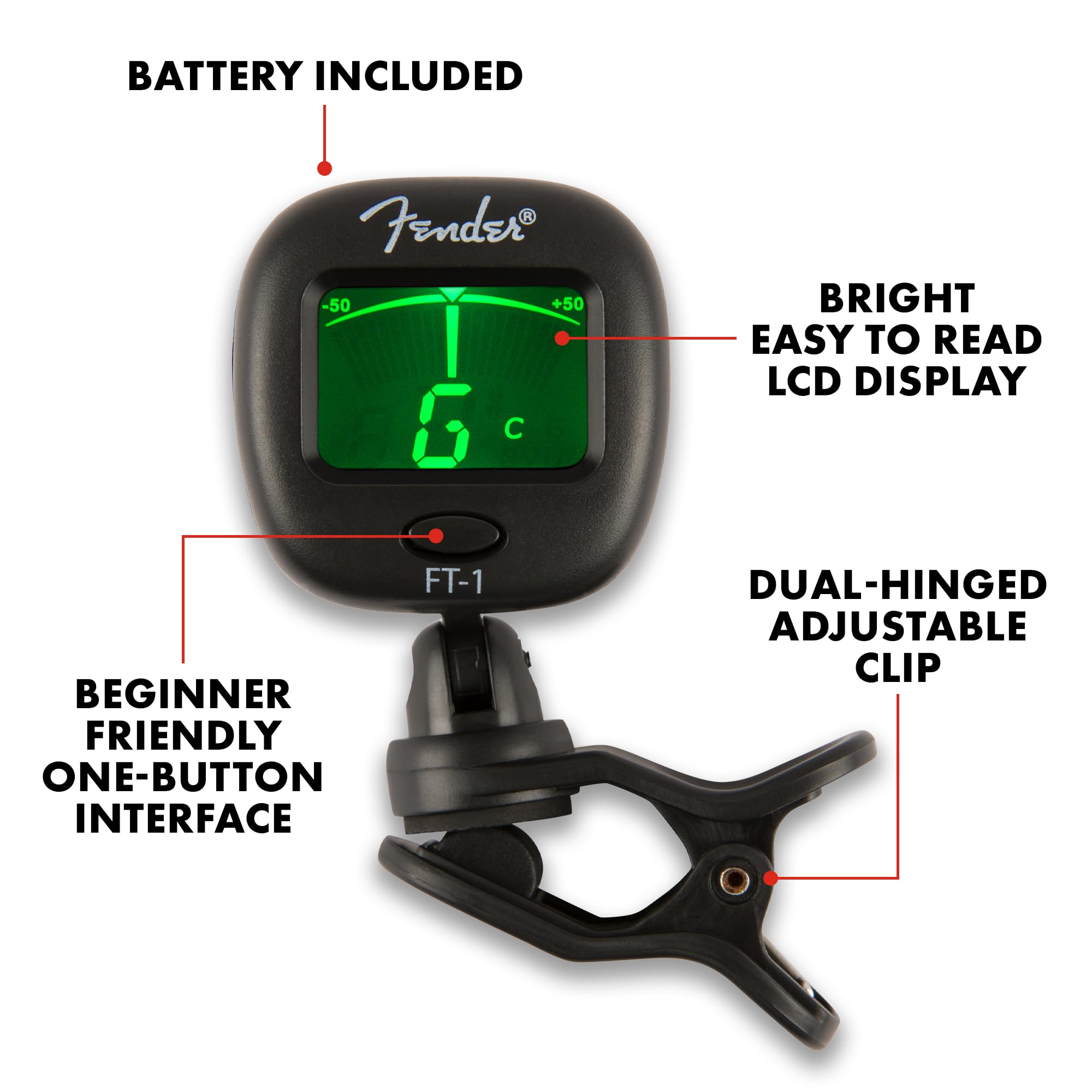 Foto 5 pulgar | Afinador De Guitarra Fender Ft-1 Professional Clip On Chromatic - Venta Internacional.