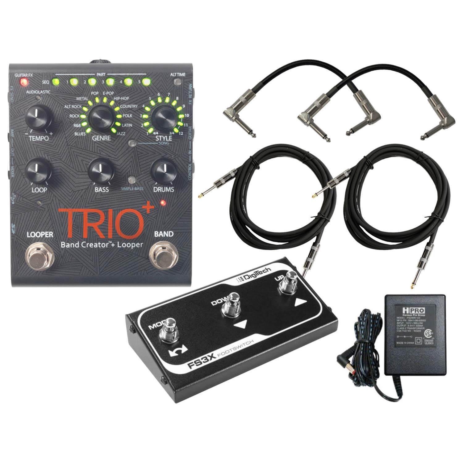 Digitech Trio+ Band Creator + Looper Con Pedal Fs3x, 4 Cables Y Fuente De Alimentación - Venta Internacional.