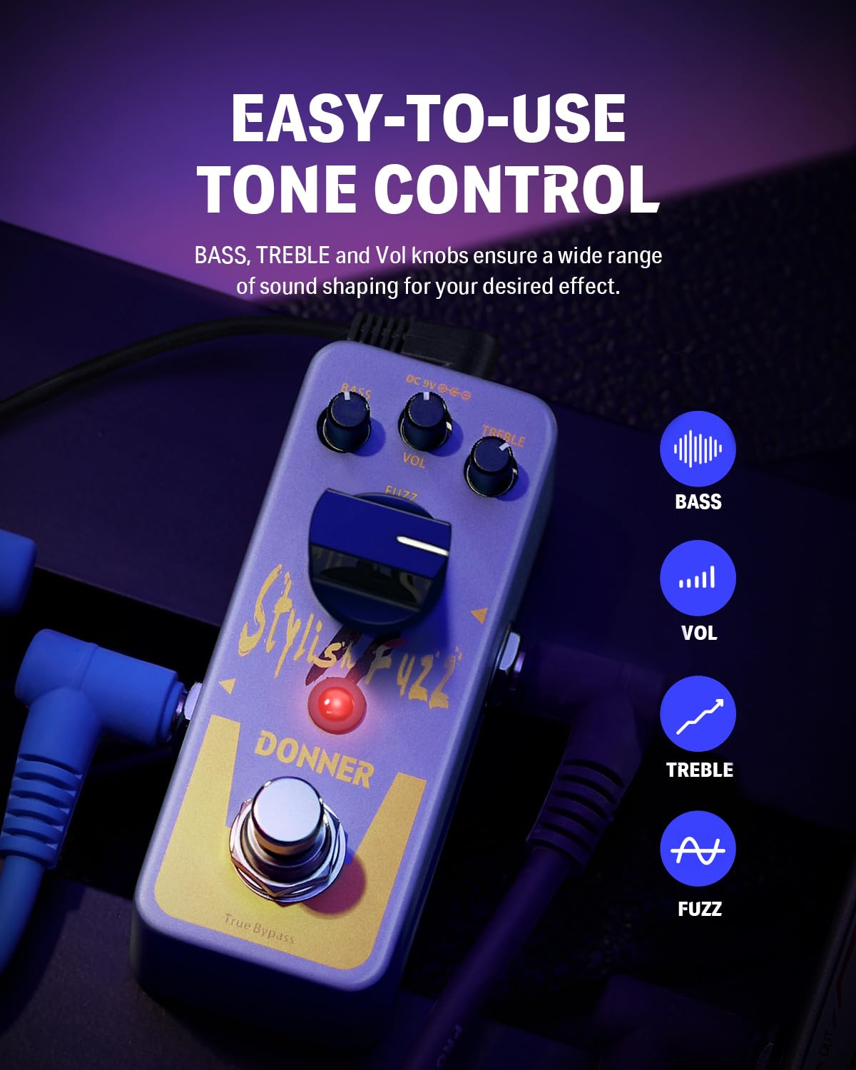 Foto 3 | Pedal De Guitarra Fuzz Donner Fuzz Stylish Ⅱ Para Guitarra Eléctrica Y Bajo - Venta Internacional.
