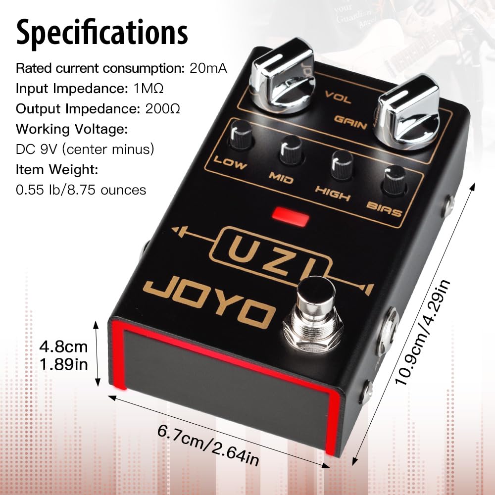 Foto 5 | Guitarra Eléctrica De Heavy Metal Joyo Uzi R-03 Con Pedal De Distorsión - Venta Internacional.