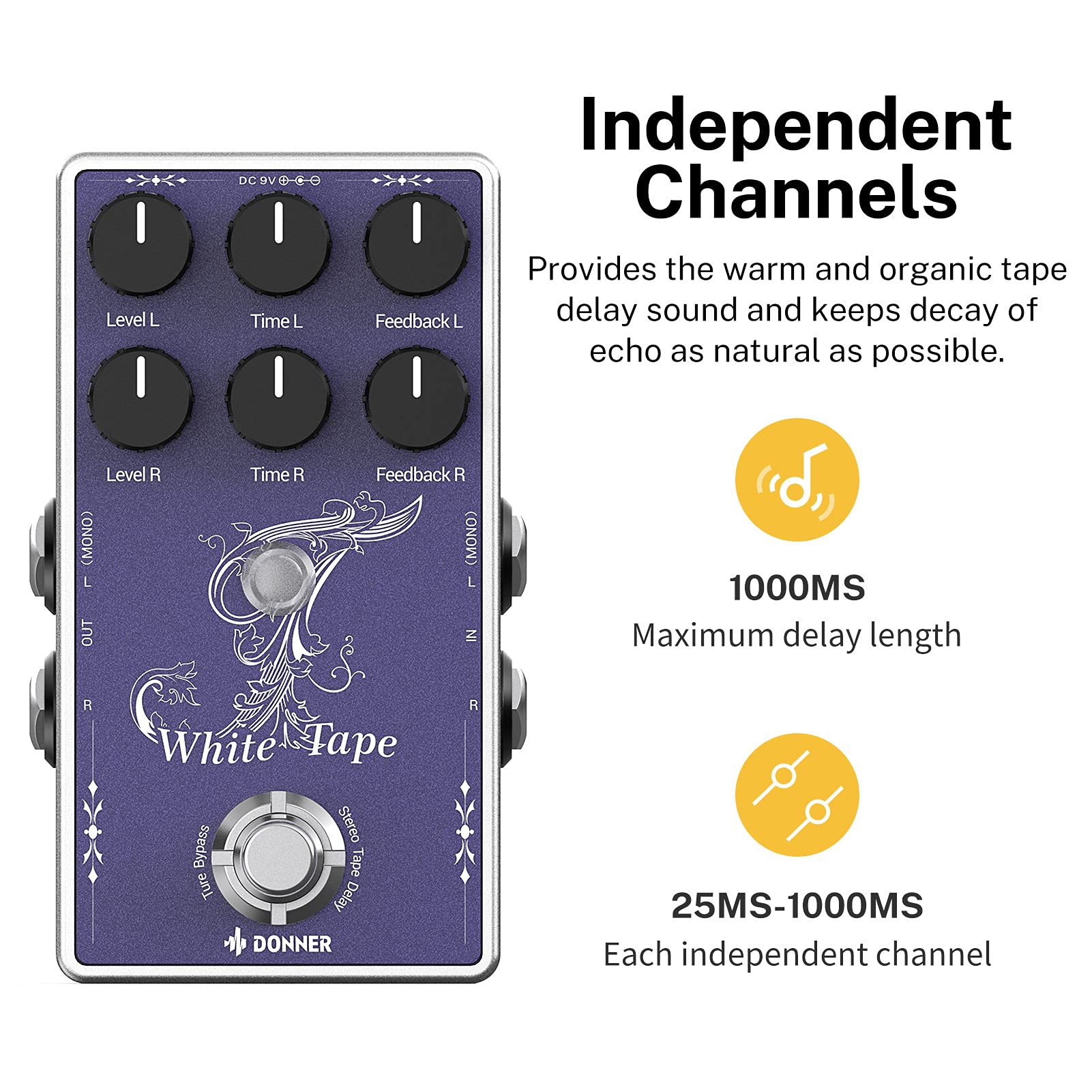 Foto 5 pulgar | Pedal Delay Donner White Tape Estéreo Analógico Para Guitarra - Venta Internacional.