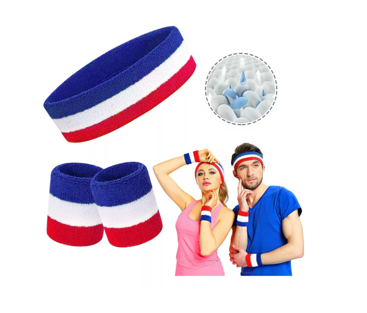 Hanerdun Banda Deportiva Cabeza Muñequeras Banda Para Sudor Color: Azul, Blanco, Rojo Wünd