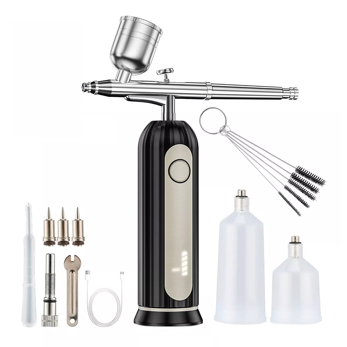 Kit de Aerógrafo Inalámbrico Pantalla de Potencia Recargable Eo Safe Imports Esi-11108 Negro