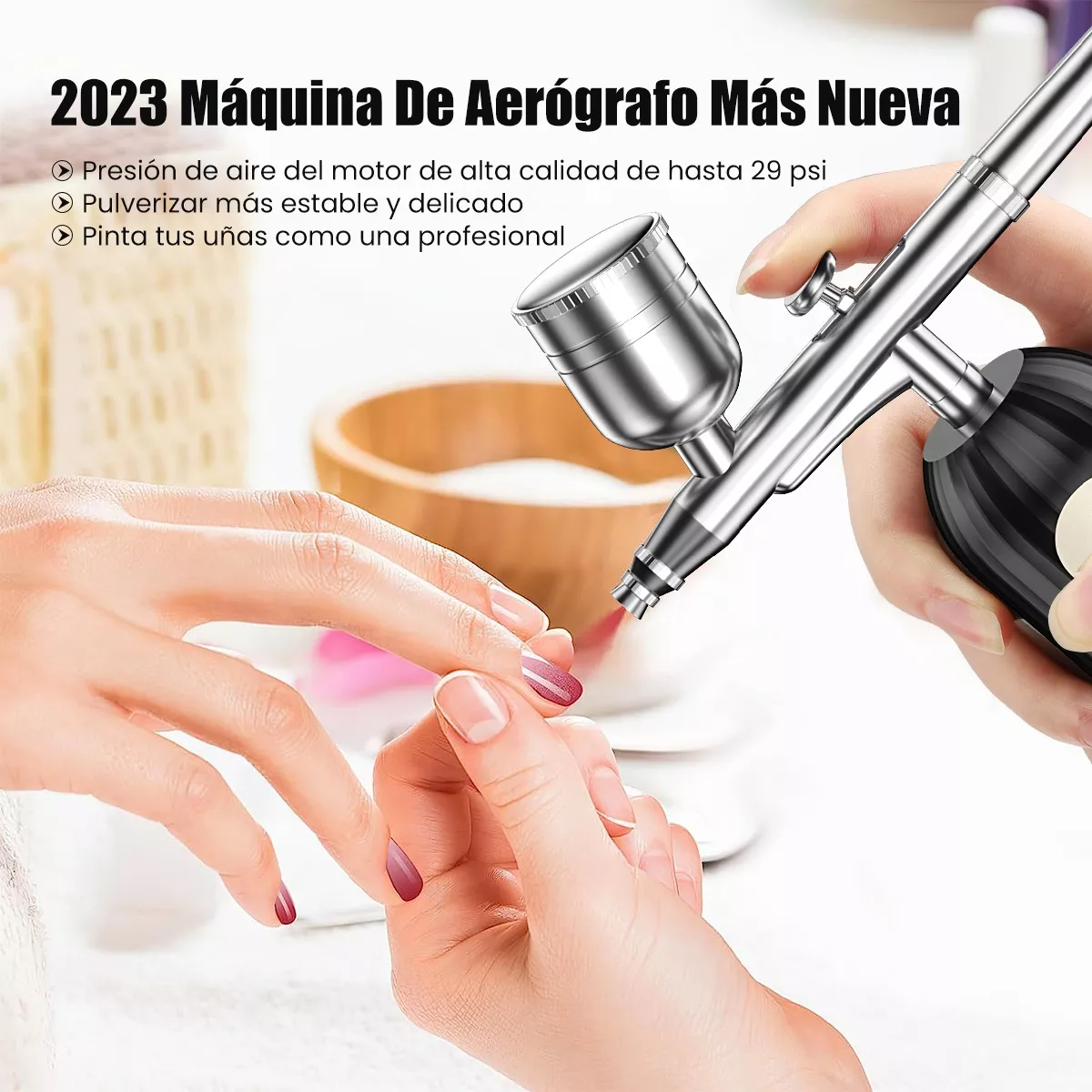 Foto 3 pulgar | Kit de Aerógrafo Inalámbrico Pantalla de Potencia Recargable Eo Safe Imports Esi-11108 Negro