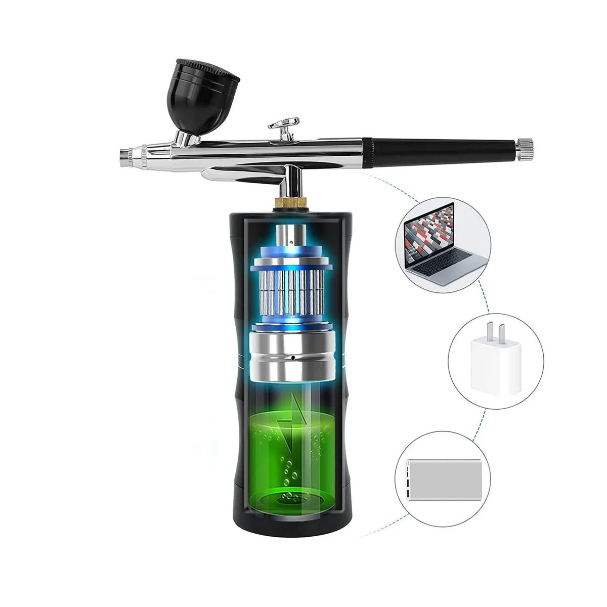 Foto 4 pulgar | Kit Aerógrafo Profesional Compresor Multiuso Usb Recargable Eo Safe Imports Esi-4439-1 Negro