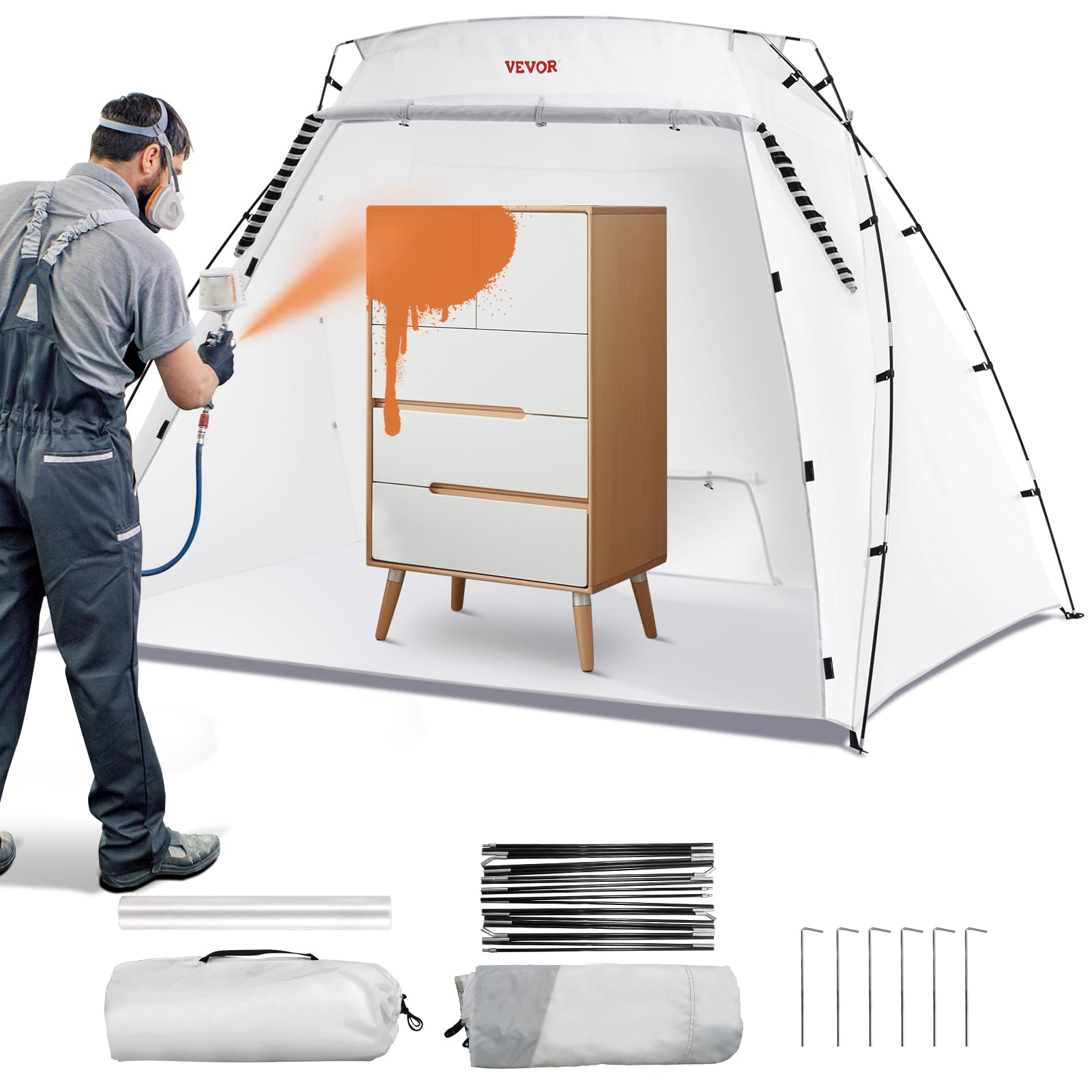Cabina De Pintura Portátil Shelter Vevor Para Pintura En Aerosol, 2,3 X 1,6 X 1,6 M - Venta Internacional.