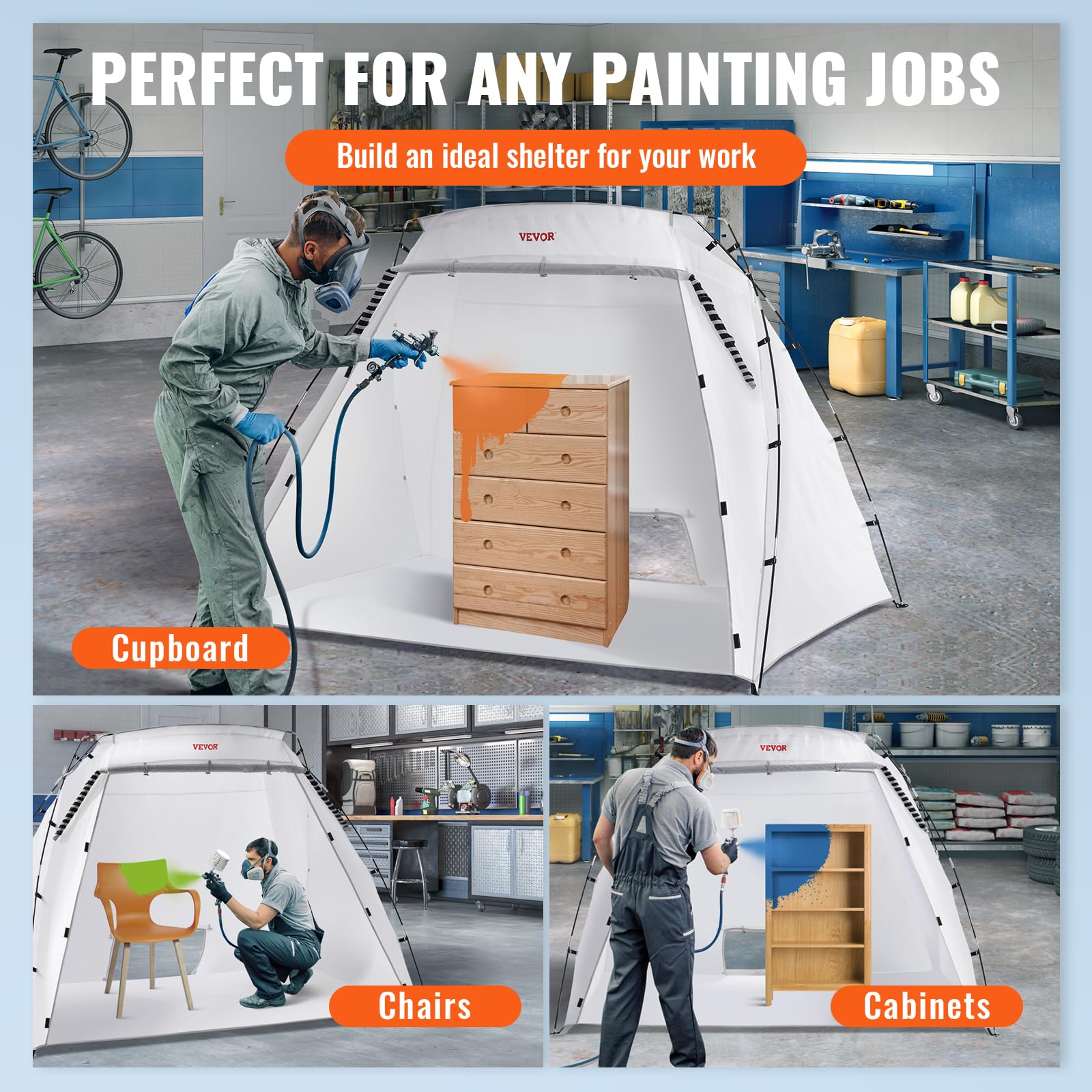 Foto 8 pulgar | Cabina De Pintura Portátil Shelter Vevor Para Pintura En Aerosol, 2,3 X 1,6 X 1,6 M - Venta Internacional.