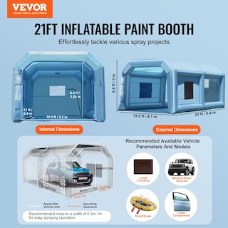 Foto 2 | Cabina De Pintura Inflable Vevor 21 X 13.5 X 9.8 Pies Con Ventilador - Venta Internacional.