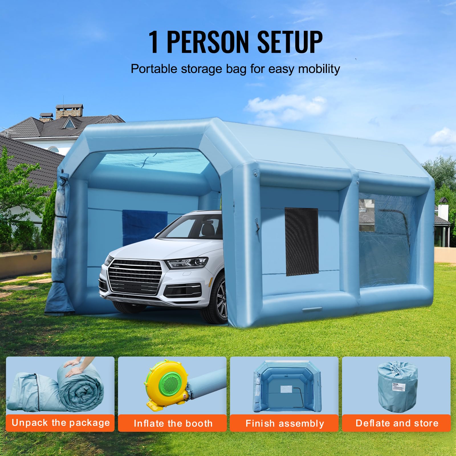 Foto 7 pulgar | Cabina De Pintura Inflable Vevor 21 X 13.5 X 9.8 Pies Con Ventilador - Venta Internacional.