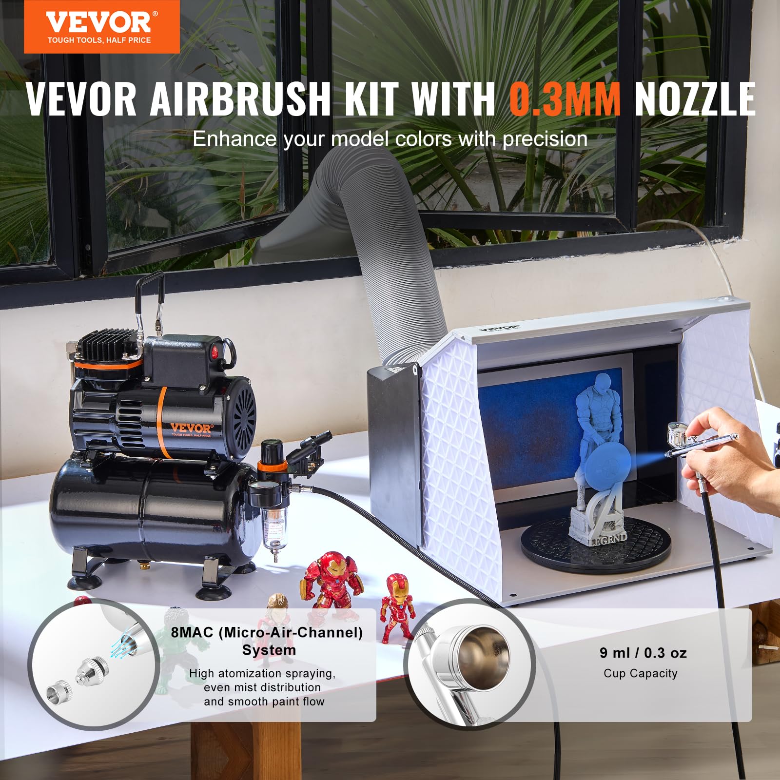 Foto 3 pulgar | Kit De Aerógrafo Vevor Con Compresor De Tanque De Almacenamiento De Aire De 3.5 L - Venta Internacional.