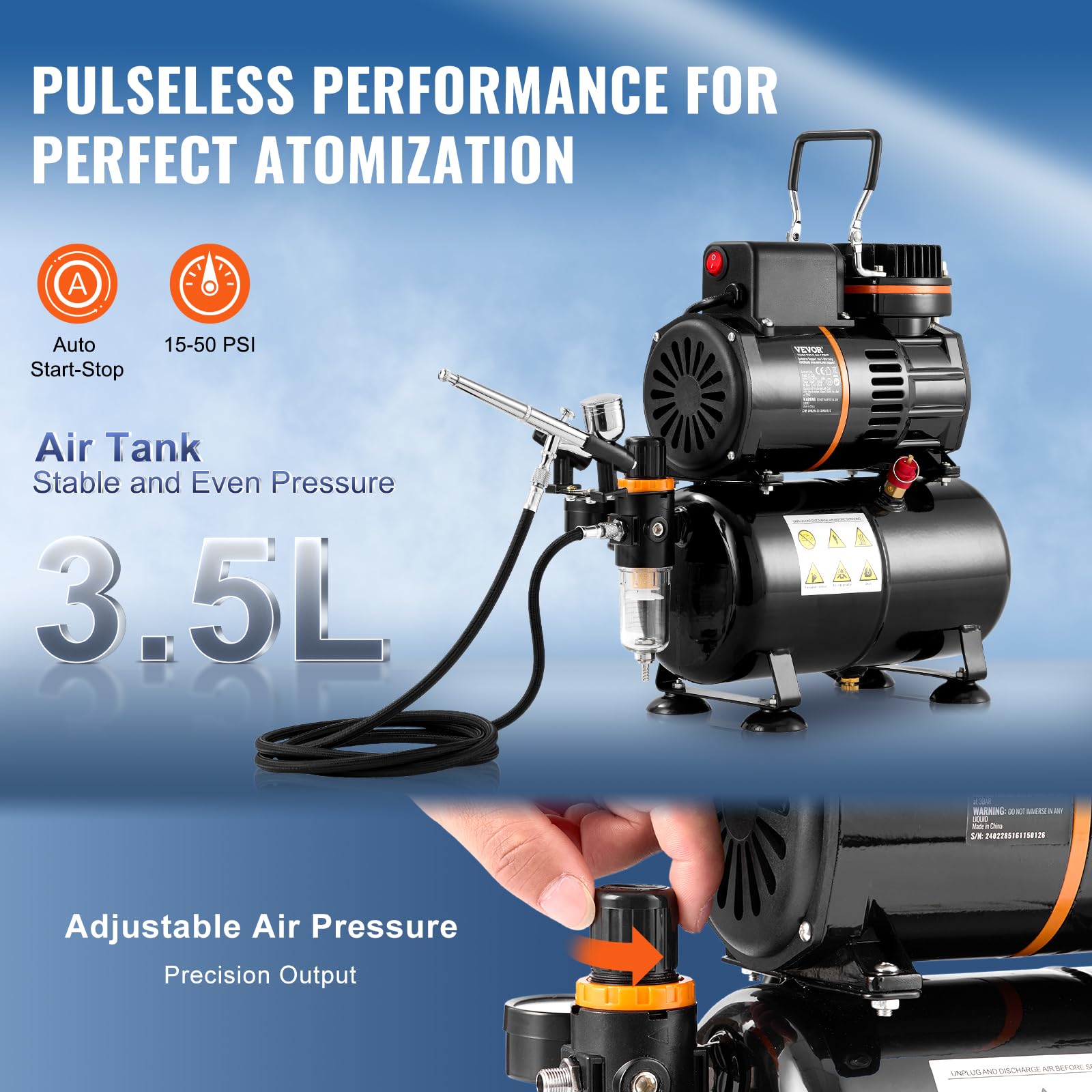 Foto 4 pulgar | Kit De Aerógrafo Vevor Con Compresor De Tanque De Almacenamiento De Aire De 3.5 L - Venta Internacional.