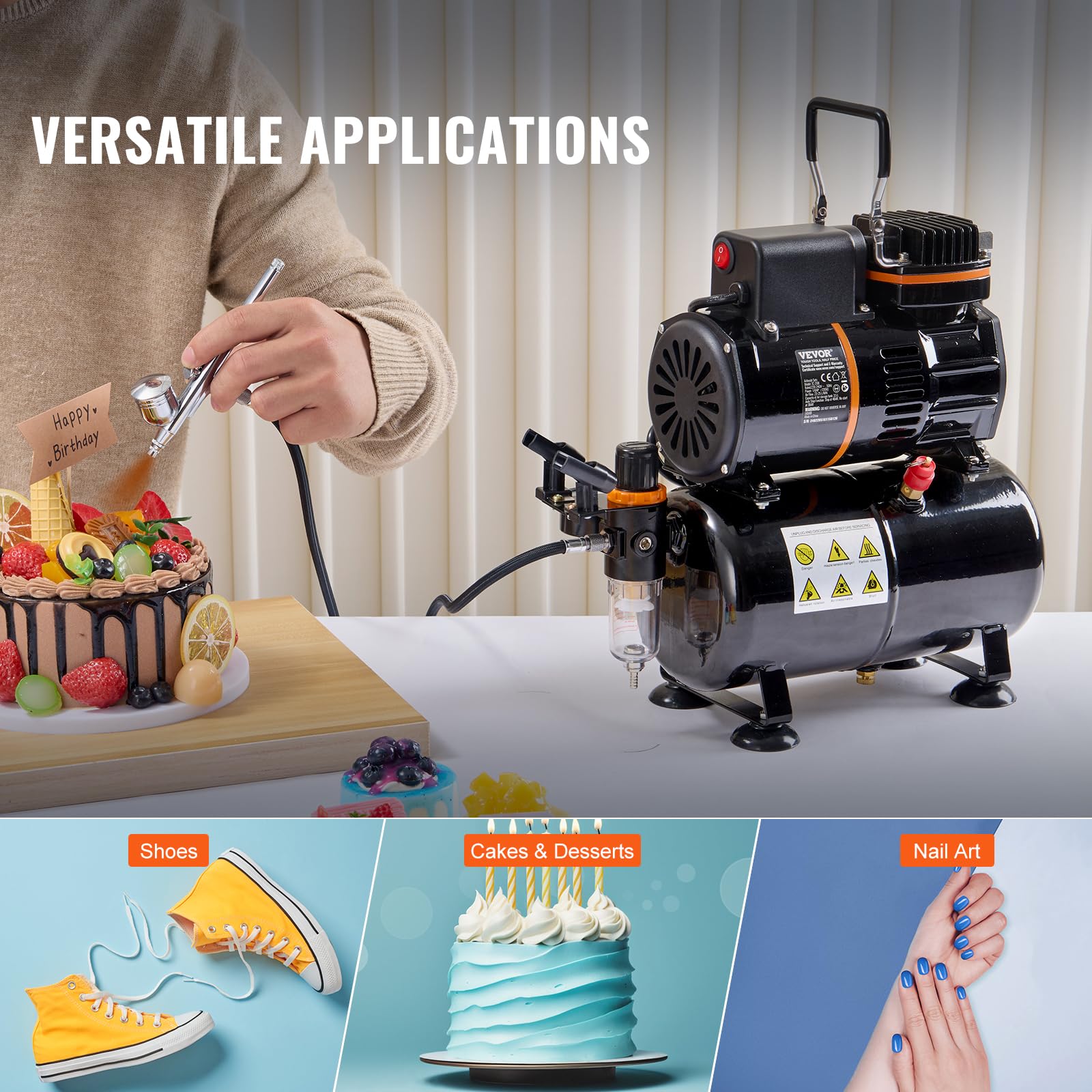 Foto 6 pulgar | Kit De Aerógrafo Vevor Con Compresor De Tanque De Almacenamiento De Aire De 3.5 L - Venta Internacional.