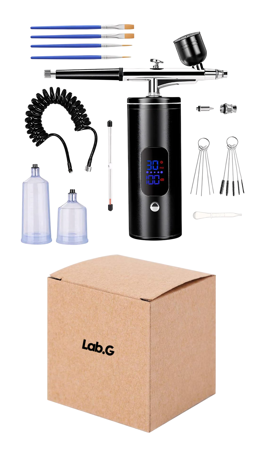 Foto 1 | Kit de Aerógrafo Lab.G con Compresor de Aire Recargable Portátil