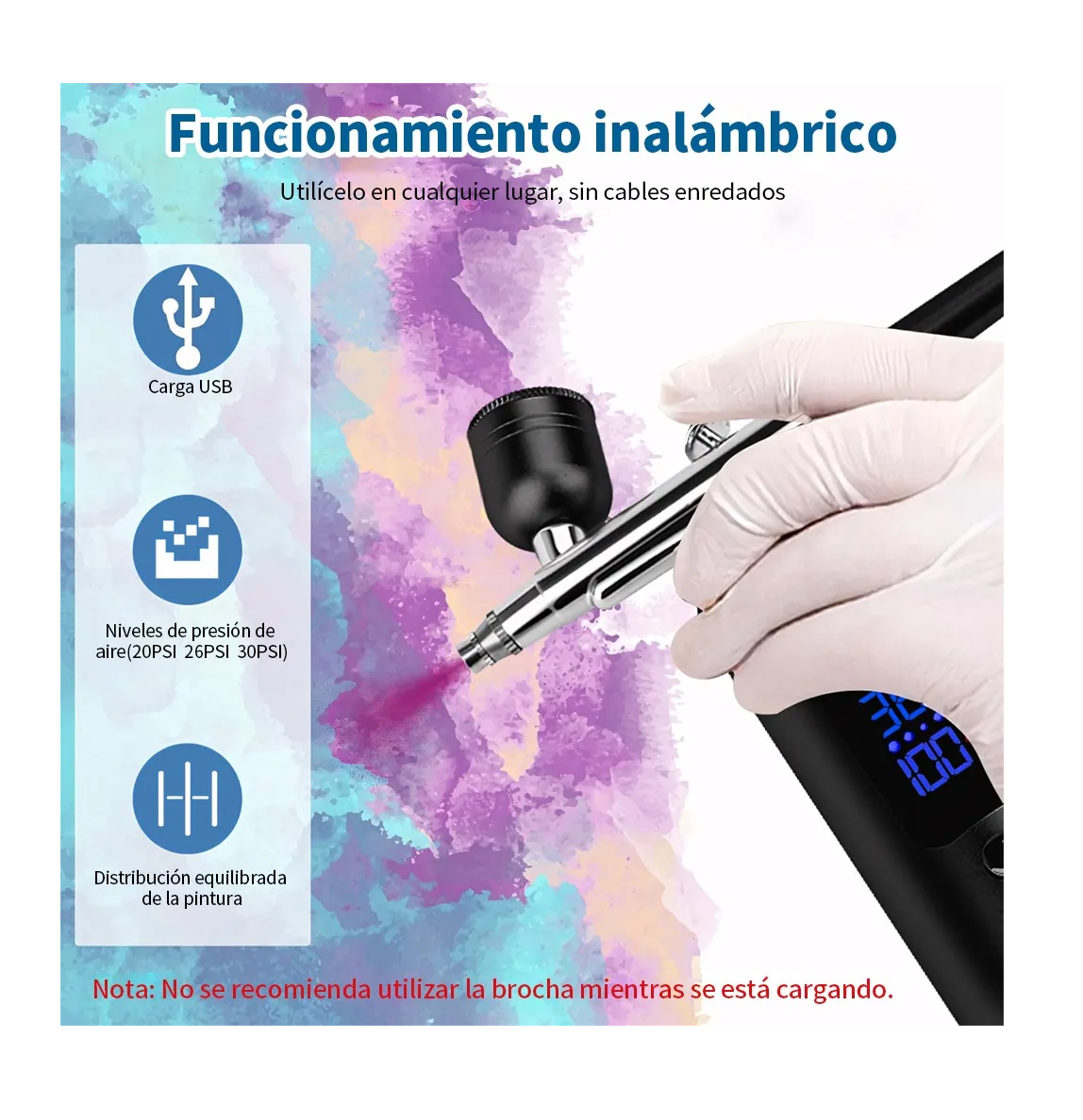 Foto 4 pulgar | Kit de Aerógrafo Lab.G con Compresor de Aire Recargable Portátil