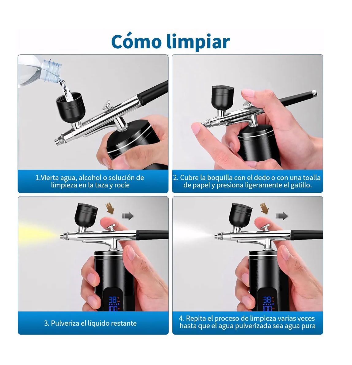Foto 5 pulgar | Kit de Aerógrafo Lab.G con Compresor de Aire Recargable Portátil