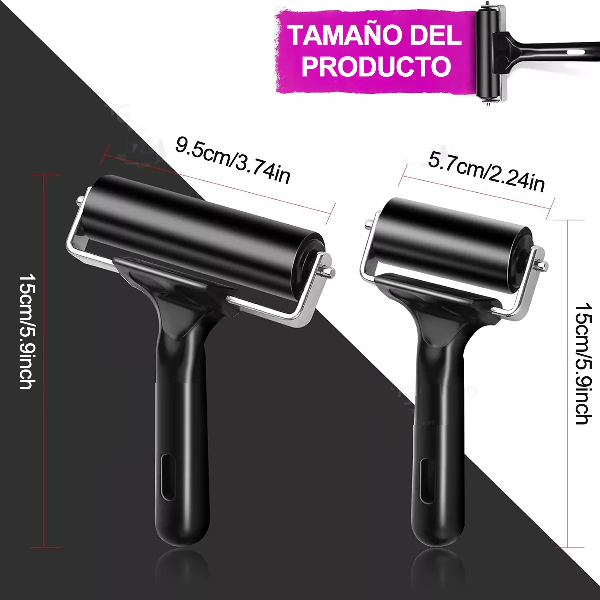 Foto 3 pulgar | Rodillo Hule Suave Grabado Linoleo Entintado Eo Safe Imports Esi-18273 Negro