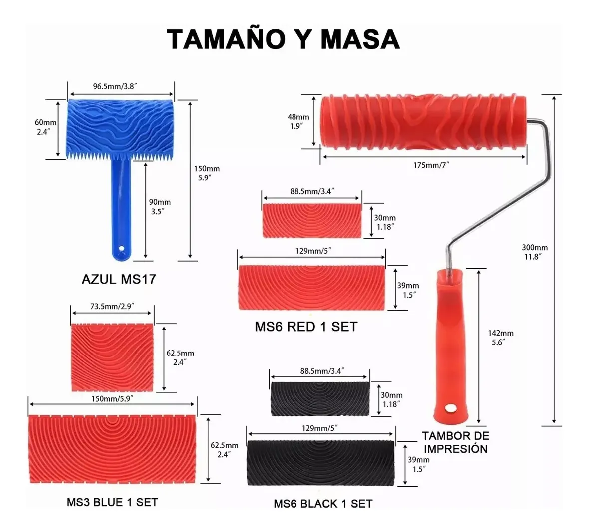 Foto 3 pulgar | Veteador Para Pintar  Lab.g Con Acabado Imitación Madera Kit 8 Pzs Rojo Azul
