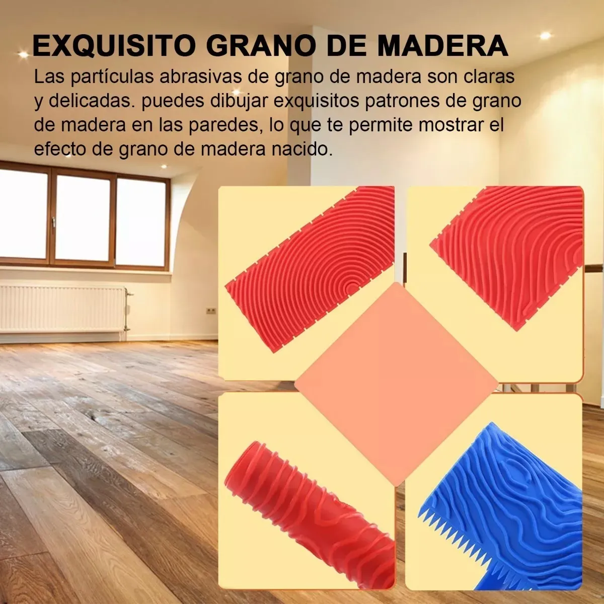 Foto 4 pulgar | Veteador Para Pintar  Lab.g Con Acabado Imitación Madera Kit 8 Pzs Rojo Azul