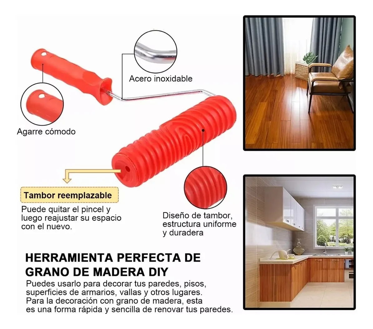 Foto 4 | Veteador Para Pintar  Lab.g Con Acabado Imitación Madera Kit 8 Pzs Rojo Azul