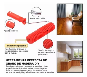 Foto 4 | Veteador Para Pintar Belug Con Acabado Imitación Madera Kit 8 Pzs Rojo Azul