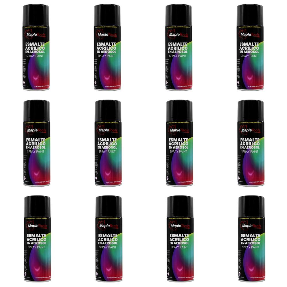 Pintura En Aerosol Negro Brillante Maple Tools Pack 12