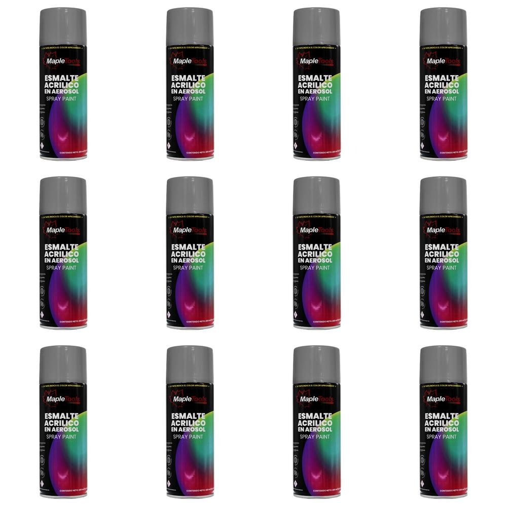 Pack 12 Pinturas En Aerosol Gris Maquina Maple Tools