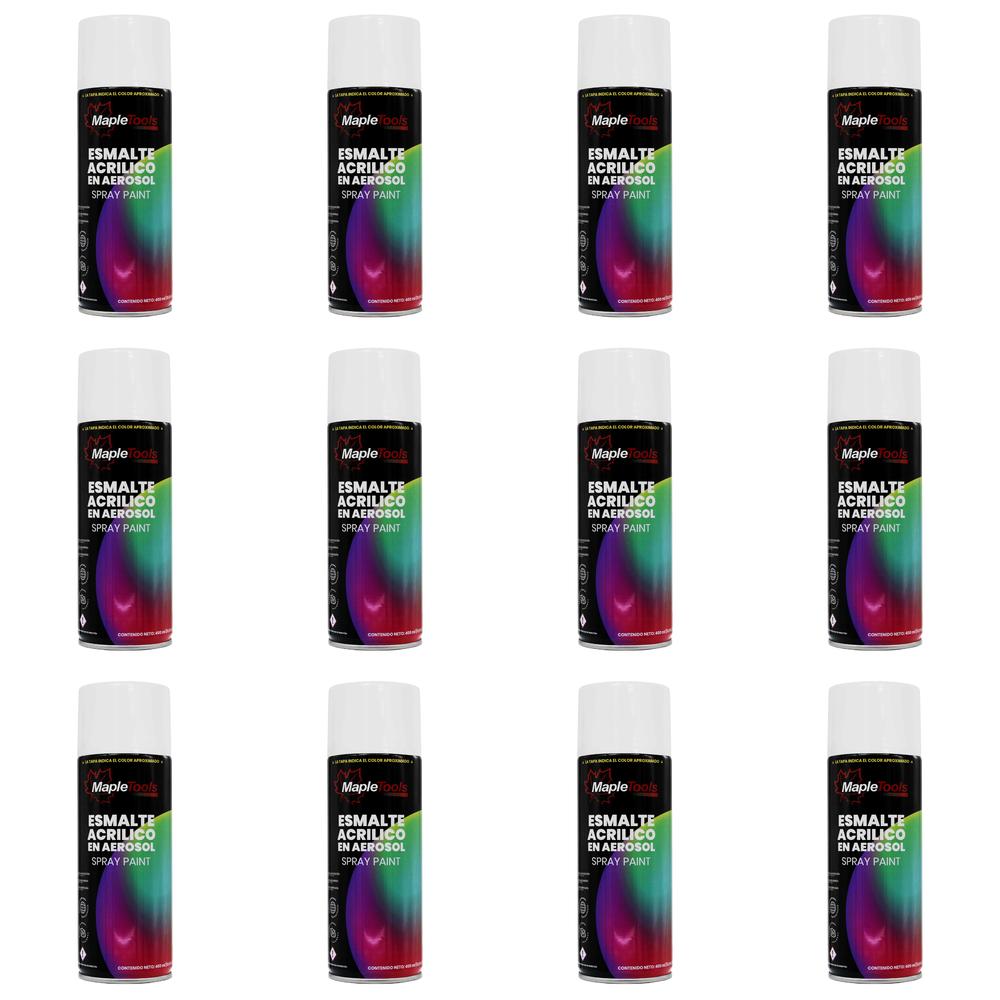 Pack 12 Pinturas En Aerosol Blanco Mate Maple Tools
